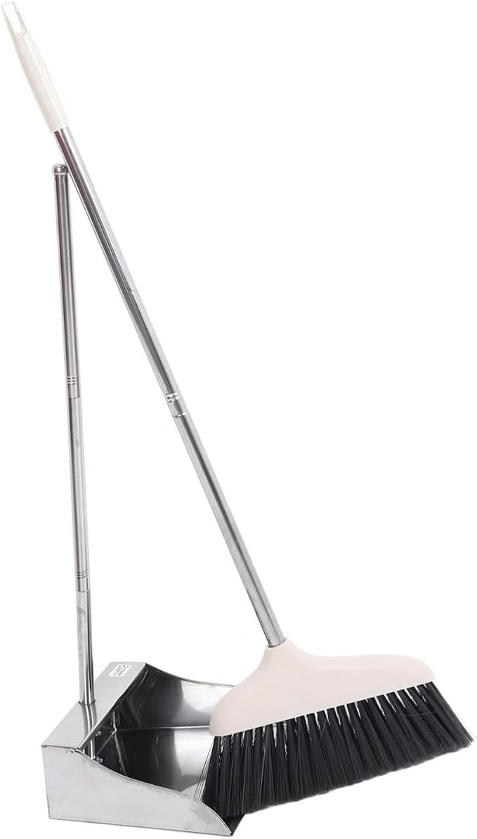 COLLBATH 1set Broom and Dustpan Kit Long Handle Lightweight Floor Cleaning Tools for Home and Office No Bend Design for Efficient Sweeping and Dust Collection