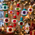 Soulchen 10 Pcs Vintage Glass Christmas Ornaments, Assorted, Retro