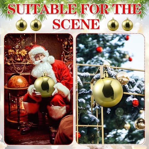 Threan 12 Inch Large Gold Shiny Christmas Ball Ornaments for Christmas Tree