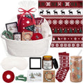 Reallnaive 11 Pcs Red Christmas Basket Gift for Women Secret Santa Box