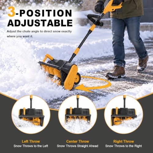 JOBABY Cordless Snow Shovel with Battery, 13" Electric Snow Blower Cordless