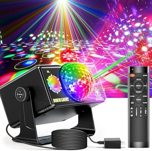 Party Lights, DJ Disco Light Disco Ball Light Sound Activated Strobe Stage Lights for Parties Birthday Christmas Gift Wedding Karaoke Bar Club Pub Dance Home Living Room Halloween Decorations