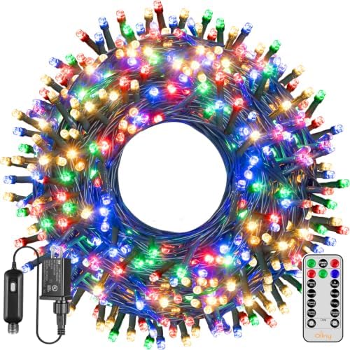 Ollny Christmas Lights 400LED 132FT, Plug-in Outside Tree Lights with Timer and 8 Modes, Remote Control Waterproof Dimmable Outdoor String Lights for House Yard Patio Xmas Decorations (Multicolored)