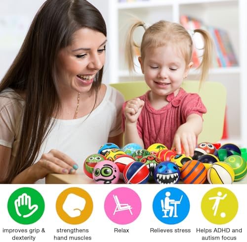Yunsailing 108 Pcs Mini Sensory Fidget Ball 2.4" Relief Toys, Cute