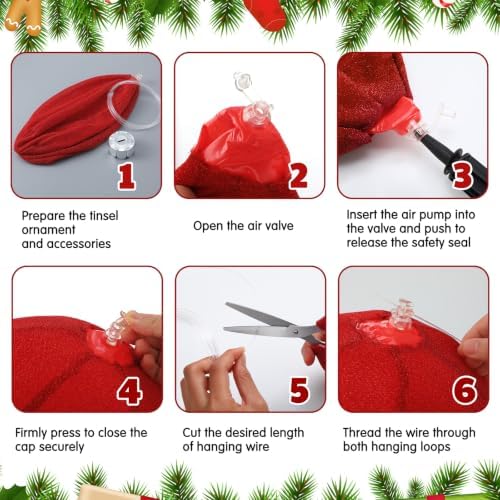 Jetec 6 Pcs 10 Inch Christmas Ball Ornaments Silver Cap, Green, Gold, Red