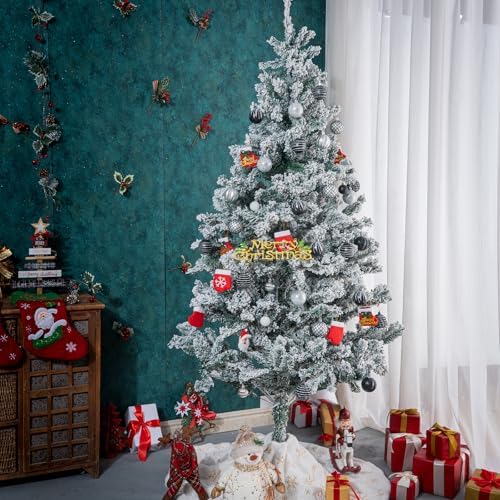 100Pcs Black Silver White Christmas Ball Ornaments Set for Tree, Assorted Shatterproof Christmas Decorations, Hanging Decor for Xmas Tree Holiday/Party/Home (Black & White & Silver)