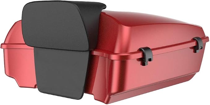 Advanblack Road Glide Tour Trunk Pack Ember Red Sunglo Chopped Tour Trunk Pack Backrest Pad for '97-'25 Harley Touring Road King Street Glide Electra Glide CVO models