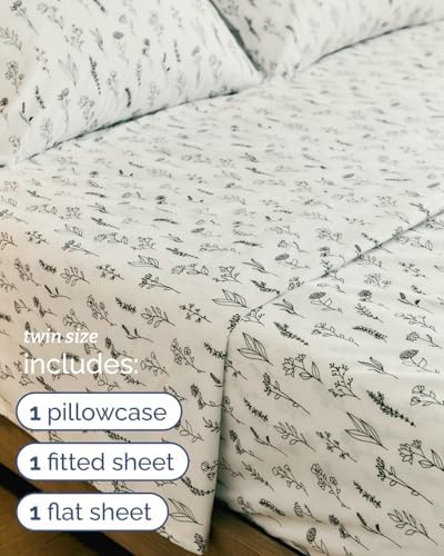 Twin 3 Piece Boho Botanical Floral Sheet Set - Soft & Cooling - Plants