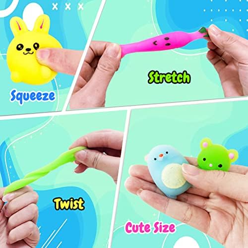 400Pcs Fidget Toys Bulk, Squishies Toys Sensory Stress Relief Mini Pop Keychain for Kids Party Favors Birthday Gifts