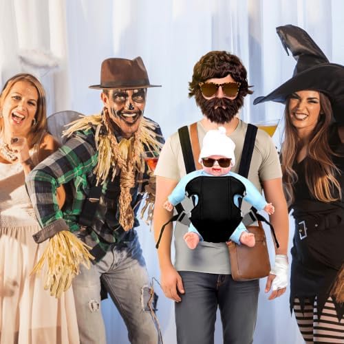 MOVINPE Hangover Costume Halloween Accessories Set, Doll Baby Carrier Brown Wig Fake Beard Moustache Crossbody Bag Sunglasses Bandage Film Character Role-Playing Cosplay Costume