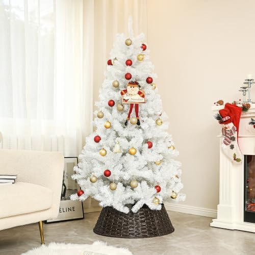 HOMCOM 6ft Tall Artificial Christmas Tree Unlit Auto Open White