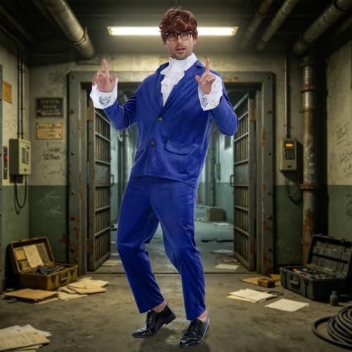 6 Pcs Mens 60's Swinger Spy Costume