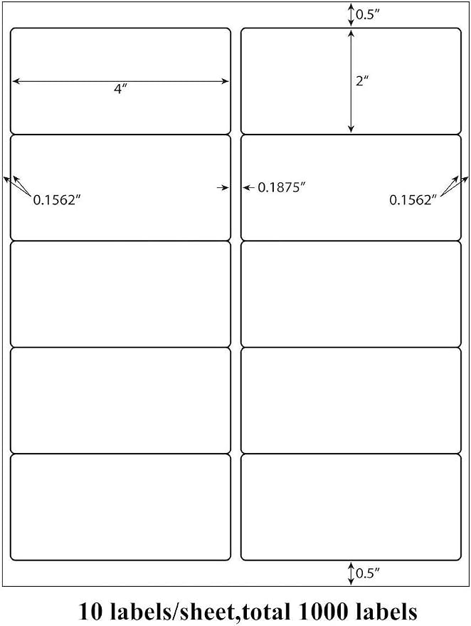 9527 Product 6 up 3-1/3 X 4 Sticker Labels Shipping Address Labels for Laser/Ink Jet Printer,1000 Sheets,Total 6000 Labels