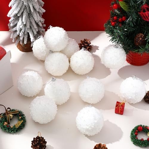 Lyrow 24 Pcs 3.15" Christmas Ball, White