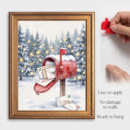 Framed Red Mailbox Holiday Canvas Print Gold Frame Inch 12x16
