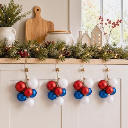 Roowest 4 Sets Jumbo Christmas Red White and Blue Ornaments Ball for Tree
