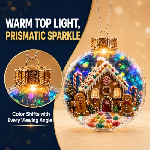 Lighted Gingerbread House Ornament with Prismatic Sparkle, 3.15 Inch