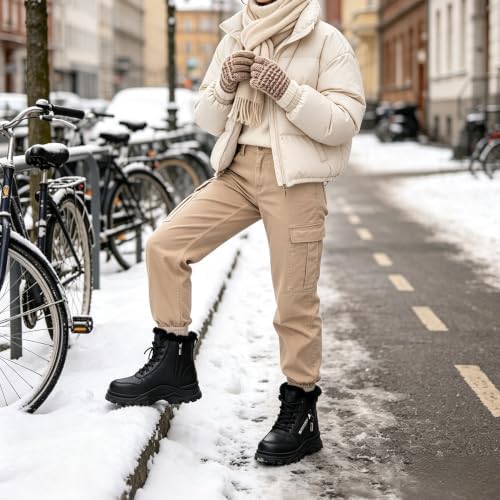 Womens Snow Boots Warm Winter Shoes Lace Up Ankle Booties
