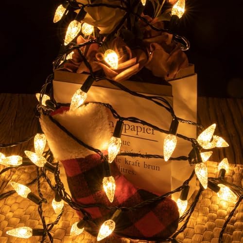 AWQ 500LED 173.8 FT C6 Christmas String Lights Plug in Warm White Decor