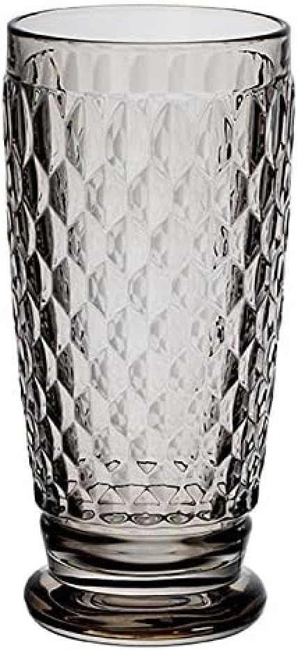Villeroy & Boch Boston Smoke Crystal Highball Glasses, Set of 4 | Crystal glass highball glasses in smoke gray, dishwasher safe, set of 4, a moody bar cart accessory