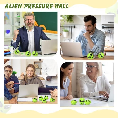 Wettarn 48 Pcs Mini Halloween Alien PU Balls, Alien Party Favor