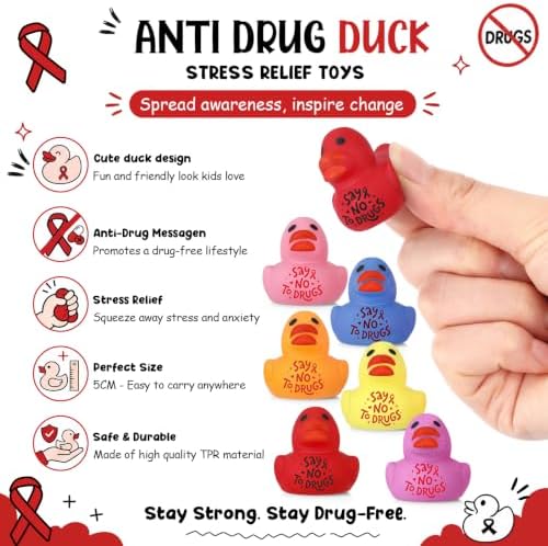 Thenshop 72 Pcs Red Ribbon Week Drug Free Duck Ball Bulk