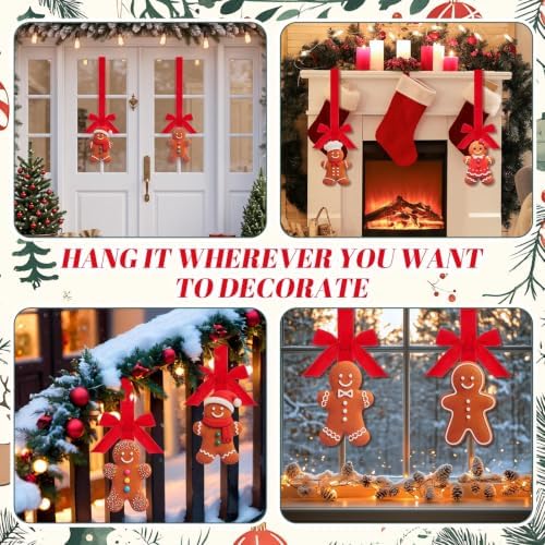 8 Pcs Christmas Kitchen Hanging Ornament, Velvet, Gingerbread Man