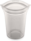 Zip Top Reusable Food Storage Bags | Small Cup [Gray] | Silicone Meal Prep Container | Microwave, Dishwasher and Freezer Safe | Made in the USA