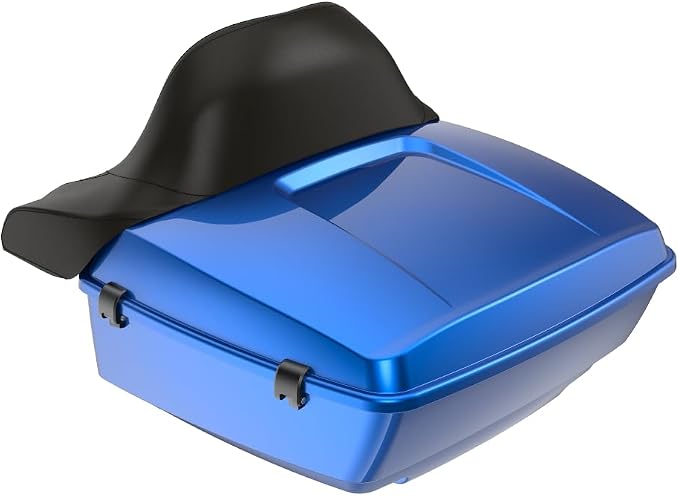 Advanblack Road Glide Tour Trunk Pack Blue Burst King Tour Trunk Pack Luggage +Wrap-Around Backrest Pad for '97-'25 Harley Touring Road King Street Glide Electra Glide CVO models