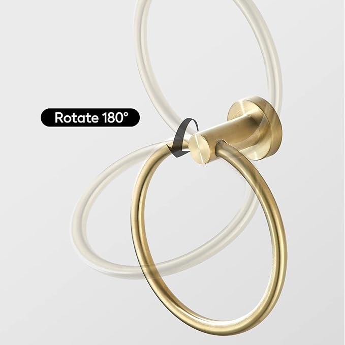 Gold Bathroom Hardware Set, Brushed Gold Toilet Paper Holder Towel Ring Robe Hooks Wall Mount Hand Towel Holder Bath Accessories Stainless Steel, 3 Pieces
