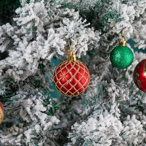 100Pcs Christmas Ball Ornaments Set, Assorted Shatterproof Christmas Ornament, Christmas Tree Theme Hanging Decoration for Xmas Tree/Holiday/Party/Home Decor (Gold & Red & Green)