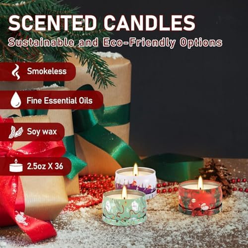 36 Packs Christmas Scented Candles,2.5oz Soy Wax Candles