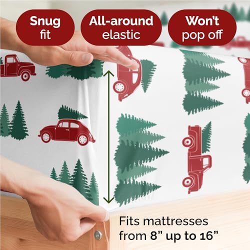 Christmas Sheet Set, Christmas Tree 1, Holiday Xmas Bedding Set - Full Size