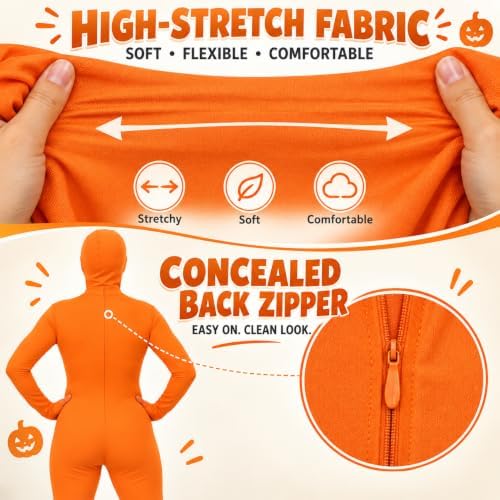 9Pcs Orange Jumpsuit Costume Accessories with Tutu Skirt,Fake Belly,Mustache,Eyebrows,Face Paint for The Halloween