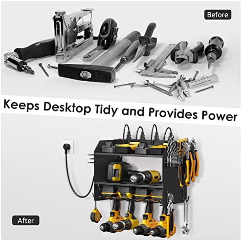 CCCEI Wall Mount Modular Tool Charging Organizer, Black, 2 Pack, 3 Tier.