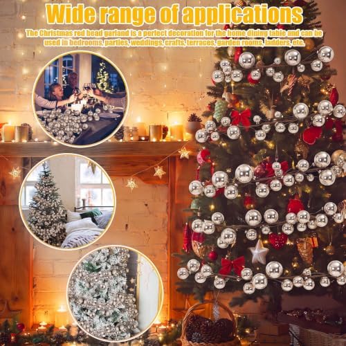 2 Pcs 6 ft Christmas Ball Ornament Garland, Glossy Champagne Gold