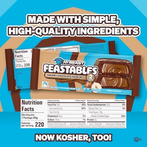 MrBeast Feastables Hazelnut Cups Milk Chocolate, 24 Count, 2-Cup Packs