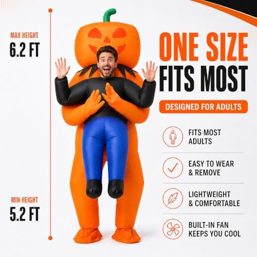 HOPOCO Halloween Pumpkin Monster Inflatable Costume for Adults