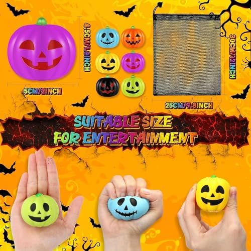 Libima 100 Pcs Halloween Pumpkin Balls Bulk Colorful Toy