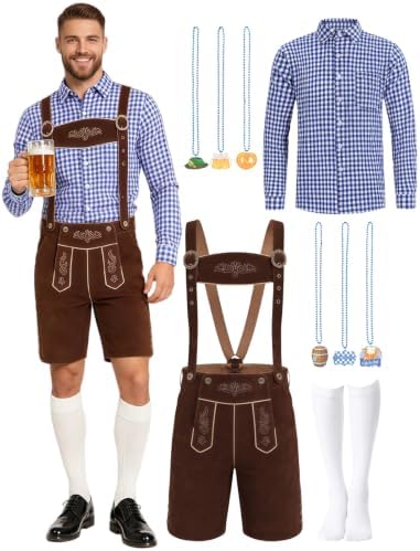 ALIZIWAY Halloween Oktoberfest Outfits Men with Necklace Socks Accessories