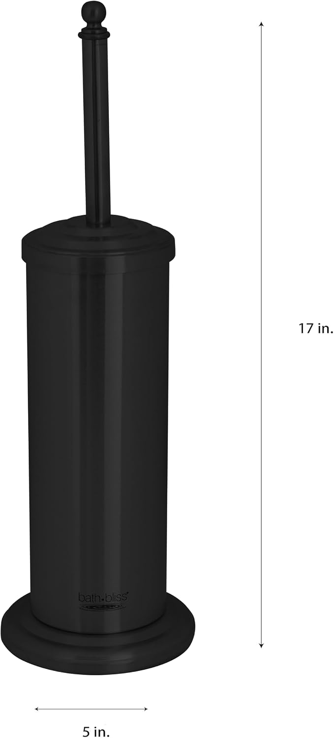 Bath Bliss Trash Can, Toilet Brush and Plunger 3 Piece Bathroom Set in Matte Black