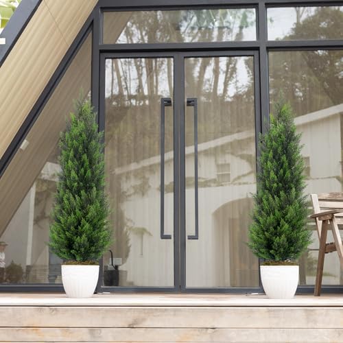 Vitalismo 4FT Artificial Cedar Trees Set of 2 for Outdoor Front Porch