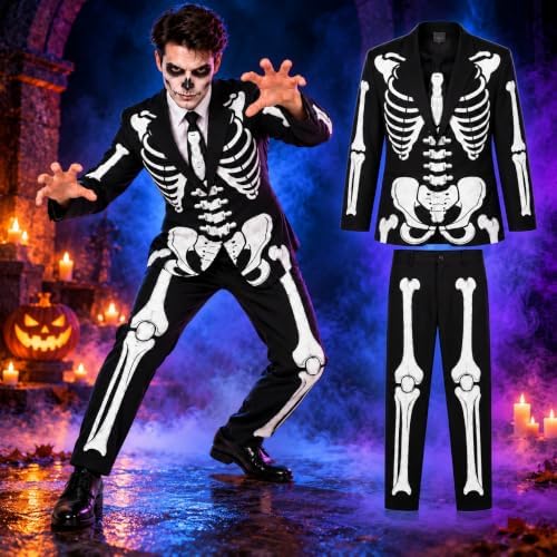 Get Trend Skeleton Halloween Costumes for Men and Women, Dress Up Outfit
