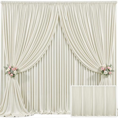 4 Panels Beige Backdrop Curtain for Wedding Parties Wrinkle Free Beige Photo Curtains Backdrop Drapes Fabric Decoration for Baby Shower Photoshoot 20ft(W) x 10ft(H)