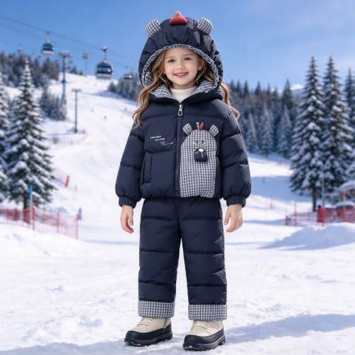 Girls Boys Bib Snow Pants and Ski Jacket Water-Resistant Insulated Snowsuit