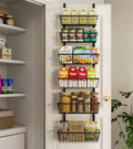 Mefirt 12 Inch Wide Narrow Over The Door Pantry Organizer 6-Tier Black