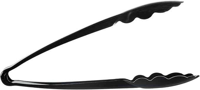 Restaurantware Tongs 100 Pack Of 7 1/2” Heavy-Duty Plastic Kitchen Tongs with Scalloped Edges Disposable Black Serving Utensils for Hot And Cold Foods Catered Events, Weddings, or Buffets