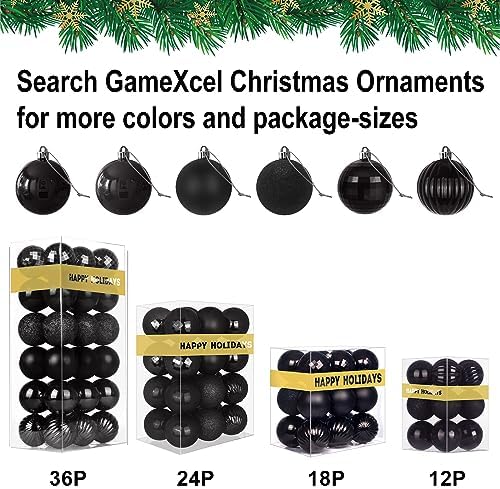 Black 4.0" Large Christmas Balls - Christmas Tree Decoration Ornaments Shatterproof Hanging Balls for Birthday Halloween Holiday Wedding Decorations Set of 4pcs