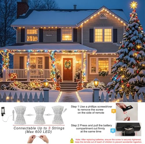 Pooqla Color Changing Christmas String Lights with Remote, 35 Colors 66FT 200LED String Lights Outdoor Halloween Decoration, Indoor Connectable Halloween Lights Plug in for Xmas Tree Decoration