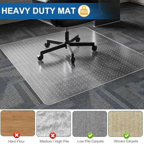 Clear Chair Mat for Carpet, YOOMAYA 36" x 48" Heavy Duty Office Chair Mat with Lip, Easy Gliding Under Desk Carpeted Floor Protector, Slip Resistant Plastic Mat for Study & Gaming Room (Transparent)
